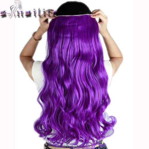 S-noilite 24inches Dark Purple Curly 3/4 Full Head Clip in Hair Extensions Extension Real Natural for human Synthetic hair Fiber - X-scape Store