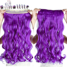 Load image into Gallery viewer, S-noilite 24inches Dark Purple Curly 3/4 Full Head Clip in Hair Extensions Extension Real Natural for human Synthetic hair Fiber - X-scape Store