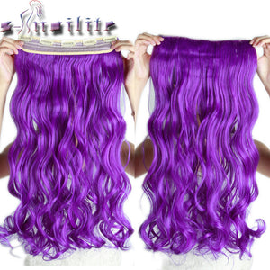 S-noilite 24inches Dark Purple Curly 3/4 Full Head Clip in Hair Extensions Extension Real Natural for human Synthetic hair Fiber - X-scape Store