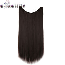 Load image into Gallery viewer, S-noilite Long 24&quot; Brown Synthetic Hair Fish Line Invisible Straight Hair Extension Heat Resistant Real natural Hair Piece - X-scape Store