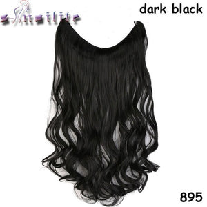 S-noilite Long 24" Brown Synthetic Hair Fish Line Invisible Straight Hair Extension Heat Resistant Real natural Hair Piece - X-scape Store