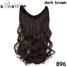 Load image into Gallery viewer, S-noilite Long 24&quot; Brown Synthetic Hair Fish Line Invisible Straight Hair Extension Heat Resistant Real natural Hair Piece - X-scape Store