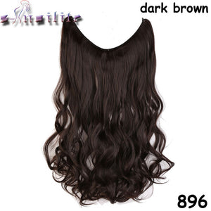 S-noilite Long 24" Brown Synthetic Hair Fish Line Invisible Straight Hair Extension Heat Resistant Real natural Hair Piece - X-scape Store