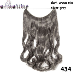 S-noilite Long 24" Brown Synthetic Hair Fish Line Invisible Straight Hair Extension Heat Resistant Real natural Hair Piece - X-scape Store