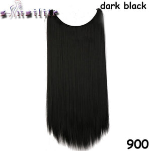 S-noilite Long 24" Brown Synthetic Hair Fish Line Invisible Straight Hair Extension Heat Resistant Real natural Hair Piece - X-scape Store