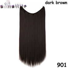 Load image into Gallery viewer, S-noilite Long 24&quot; Brown Synthetic Hair Fish Line Invisible Straight Hair Extension Heat Resistant Real natural Hair Piece - X-scape Store