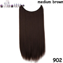 Load image into Gallery viewer, S-noilite Long 24&quot; Brown Synthetic Hair Fish Line Invisible Straight Hair Extension Heat Resistant Real natural Hair Piece - X-scape Store