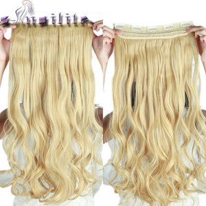 S-noilite 61CM 24" baby blonde Curly Long Women 3/4 Full Head Clip in Hair Extensions Real Thick Synthetic hairpiece for human - X-scape Store