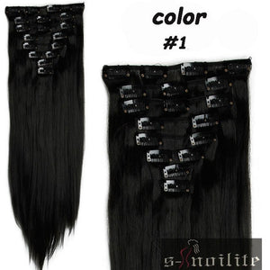 S-noilite Women 8Pcs/Set 18Clips on 66CM Straight Full Head Clip in Hair Extensions 100% real natural Synthetic for human - X-scape Store