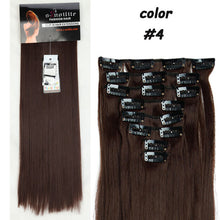 Load image into Gallery viewer, S-noilite 24&quot; 8 Pieces/set Long Striaght 180g Clip in on Natural Hair Extensions Full Head Real Synthetic 18 Clips ins for human - X-scape Store