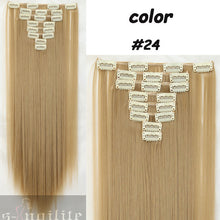 Load image into Gallery viewer, S-noilite 24&quot; 8 Pieces/set Long Striaght 180g Clip in on Natural Hair Extensions Full Head Real Synthetic 18 Clips ins for human - X-scape Store