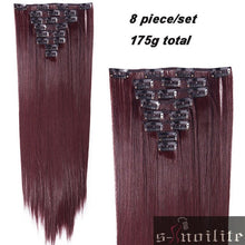 Load image into Gallery viewer, S-noilite 24&quot; 8 Pieces/set Long Striaght 180g Clip in on Natural Hair Extensions Full Head Real Synthetic 18 Clips ins for human - X-scape Store