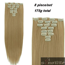 Load image into Gallery viewer, S-noilite 24&quot; 8 Pieces/set Long Striaght 180g Clip in on Natural Hair Extensions Full Head Real Synthetic 18 Clips ins for human - X-scape Store