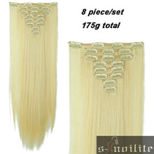 Load image into Gallery viewer, S-noilite 24&quot; 8 Pieces/set Long Striaght 180g Clip in on Natural Hair Extensions Full Head Real Synthetic 18 Clips ins for human - X-scape Store