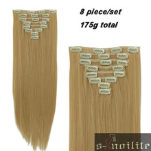 Load image into Gallery viewer, S-noilite 24&quot; 8 Pieces/set Long Striaght 180g Clip in on Natural Hair Extensions Full Head Real Synthetic 18 Clips ins for human - X-scape Store