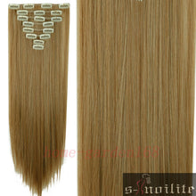 Load image into Gallery viewer, S-noilite 24&quot; 8 Pieces/set Long Striaght 180g Clip in on Natural Hair Extensions Full Head Real Synthetic 18 Clips ins for human - X-scape Store