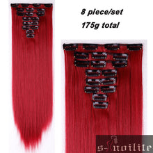 Load image into Gallery viewer, S-noilite 24&quot; 8 Pieces/set Long Striaght 180g Clip in on Natural Hair Extensions Full Head Real Synthetic 18 Clips ins for human - X-scape Store