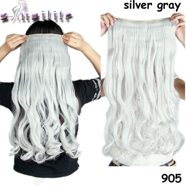 S-noilite 24 inches Curly Clip in Full Head Hair Extensions One Piece 5 Clips for human Cosplay Synthetic Hair Red Pink Purple - X-scape Store