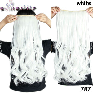 S-noilite 24 inches Curly Clip in Full Head Hair Extensions One Piece 5 Clips for human Cosplay Synthetic Hair Red Pink Purple - X-scape Store