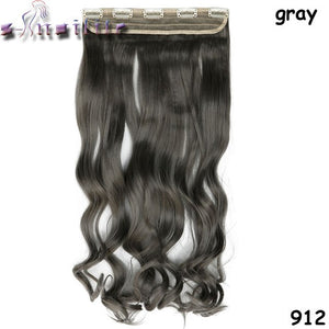 S-noilite 24 inches Curly Clip in Full Head Hair Extensions One Piece 5 Clips for human Cosplay Synthetic Hair Red Pink Purple - X-scape Store
