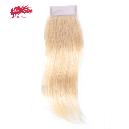 Ali Queen Hair Brazilian 613 Blonde Lace Closure 4x4 Straight Virgin Human Hair Closure Free Part - X-scape Store