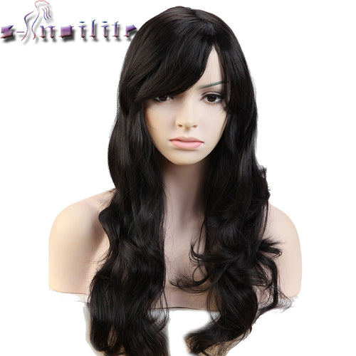 S-noilite Long 18inches Real Natural Wave Women Wigs Heat Resistant Synthetic Full Hair Wig for human party Hairpieces - X-scape Store