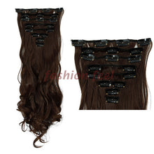 Load image into Gallery viewer, S-noilite 8Pcs/Set Full Head Clip in Thick Hair Extensions 18 Clips ins Hair Extension 24&quot; Curly Hairpieces Synthetic for human - X-scape Store