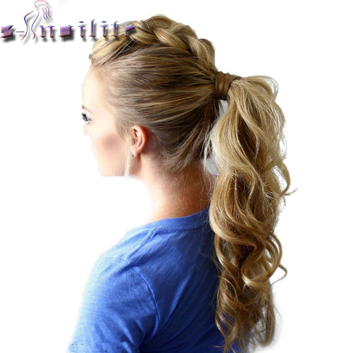 S-noilite 43CM Long Wavy Real Natural Ponytail Clip in Pony tail Hair Extensions Wrap Around on Synthetic Hair Piece for human - X-scape Store