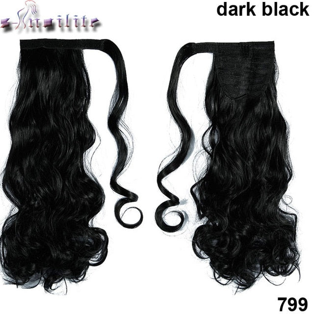 S-noilite 43CM Long Wavy Real Natural Ponytail Clip in Pony tail Hair Extensions Wrap Around on Synthetic Hair Piece for human - X-scape Store
