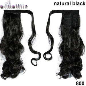 S-noilite 43CM Long Wavy Real Natural Ponytail Clip in Pony tail Hair Extensions Wrap Around on Synthetic Hair Piece for human - X-scape Store