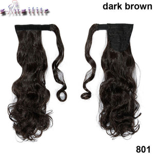 S-noilite 43CM Long Wavy Real Natural Ponytail Clip in Pony tail Hair Extensions Wrap Around on Synthetic Hair Piece for human - X-scape Store