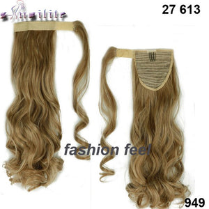 S-noilite 43CM Long Wavy Real Natural Ponytail Clip in Pony tail Hair Extensions Wrap Around on Synthetic Hair Piece for human - X-scape Store