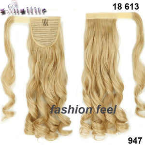 S-noilite 43CM Long Wavy Real Natural Ponytail Clip in Pony tail Hair Extensions Wrap Around on Synthetic Hair Piece for human - X-scape Store