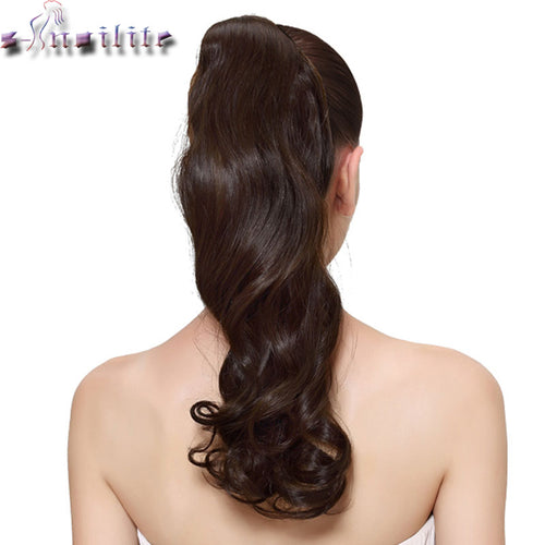 S-noilite 43CM Long Wavy Real Natural Ponytail Clip in Pony tail Hair Extensions Wrap Around on Synthetic Hair Piece for human - X-scape Store