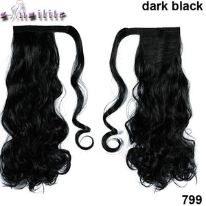 S-noilite 43CM Long Wavy Real Natural Ponytail Clip in Pony tail Hair Extensions Wrap Around on Synthetic Hair Piece for human - X-scape Store