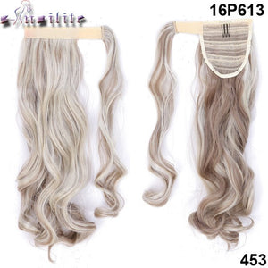 S-noilite 43CM Long Wavy Real Natural Ponytail Clip in Pony tail Hair Extensions Wrap Around on Synthetic Hair Piece for human - X-scape Store