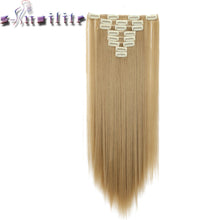 Load image into Gallery viewer, S-noilite 24&quot; 8 Pieces/set Long Striaght 180g Clip in on Natural Hair Extensions Full Head Real Synthetic 18 Clips ins for human - X-scape Store
