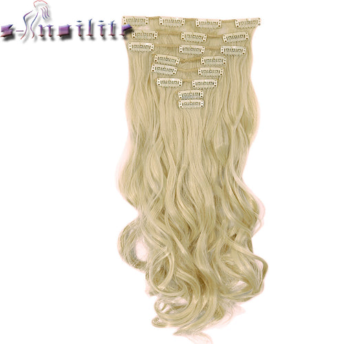 S-noilite Long Curly 8PIECE/SET Real Thick 180g Clip in Full Head Hair Extensions Extentions human Synthetic Hair Style - X-scape Store
