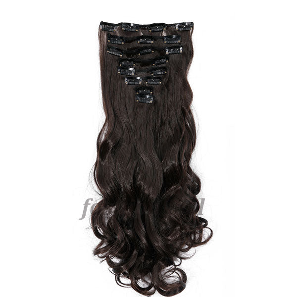 S-noilite Long Curly 8PIECE/SET Real Thick 180g Clip in Full Head Hair Extensions Extentions human Synthetic Hair Style - X-scape Store