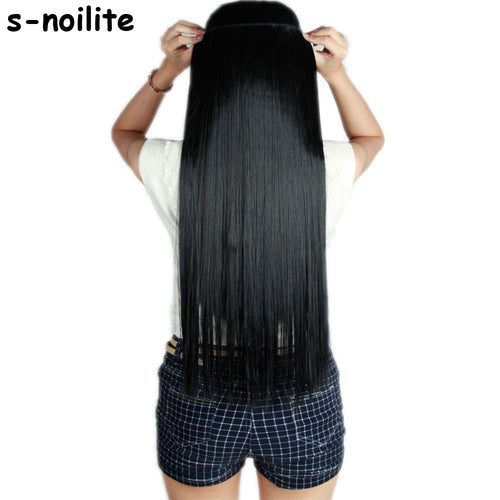 S-noilite Fall to waist 46-76 CM Longest Clip in for human Hair Extensions One Piece Real Natural Thick Synthetic hair Extention - X-scape Store
