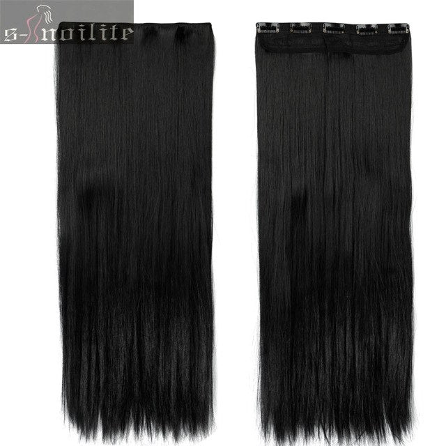 S-noilite Fall to waist 46-76 CM Longest Clip in for human Hair Extensions One Piece Real Natural Thick Synthetic hair Extention - X-scape Store