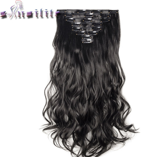 S-noilite 8Pcs/Set Full Head Clip in Thick Hair Extensions 18 Clips ins Hair Extension 24