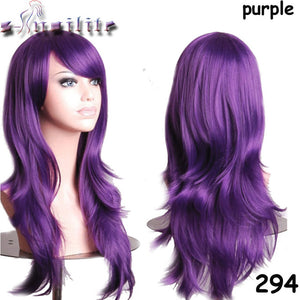 S-noilite 56CM Loose Wave Synthetic Wigs for black women Cosplay wig Blonde Blue Red Pink Grey Purple Hair for human party - X-scape Store