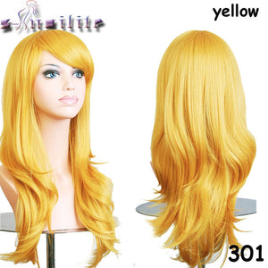 S-noilite 56CM Loose Wave Synthetic Wigs for black women Cosplay wig Blonde Blue Red Pink Grey Purple Hair for human party - X-scape Store