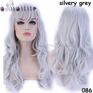 S-noilite 56CM Loose Wave Synthetic Wigs for black women Cosplay wig Blonde Blue Red Pink Grey Purple Hair for human party - X-scape Store