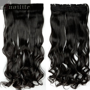S-noilite 18-28" Curly 3/4 Full Head Clip in Hair Extensions Black Brown Blonde Real Natural Synthetic One Piece for human - X-scape Store