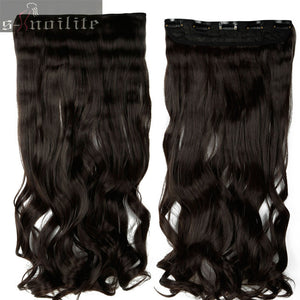 S-noilite 18-28" Curly 3/4 Full Head Clip in Hair Extensions Black Brown Blonde Real Natural Synthetic One Piece for human - X-scape Store