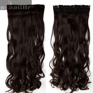 S-noilite 18-28" Curly 3/4 Full Head Clip in Hair Extensions Black Brown Blonde Real Natural Synthetic One Piece for human - X-scape Store
