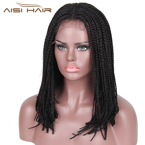 Synthetic Lace Front Wig Ombre Red Bob Black Hair Braided Black Wigs High Temperature Fiber - X-scape Store