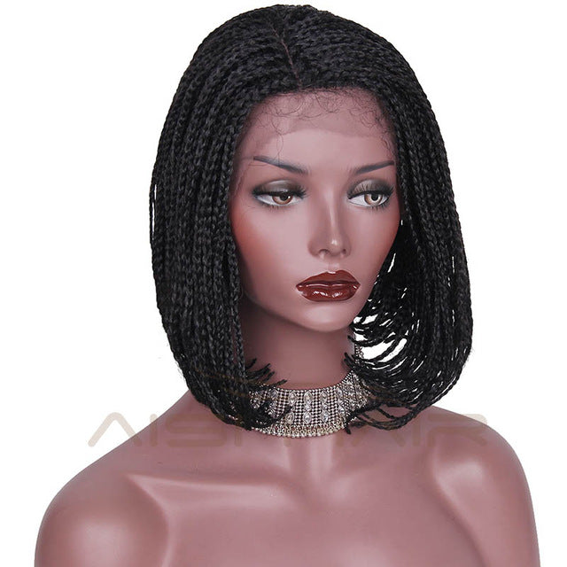 Synthetic Lace Front Wig Ombre Red Bob Black Hair Braided Black Wigs High Temperature Fiber - X-scape Store